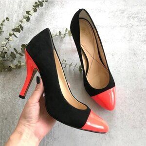 Isola black coral heels Suede Patent leather 7m